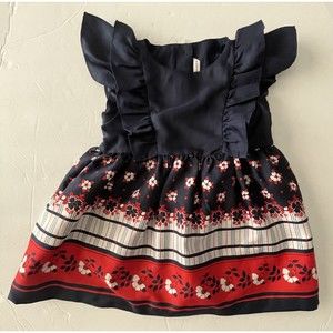 Janie and Jack Dress Baby Girls 6-12m Red White Blue Floral Summer